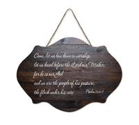 Psaume 95:6 7 Come, Let Us Bow Down in Worship, Kneel Before Lord Our Maker; for He Is Our God And We Wood Sign 6 x 10 Bible Wall Art Plaques en bois pour entrée, salon, cuisine