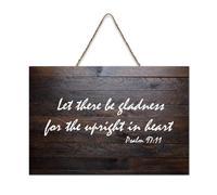 Psaume 97:11 Décoration murale en bois « Let There Be Gladness for The Upright in Heart » - 15,2 x 25,4 cm - Décoration murale à suspendre pour porte d'entrée, salon, cuisine