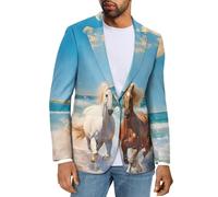 Psaytomey Blazer pour homme à un bouton à revers cranté Veste de costume décontractée pour affaires Manteaux de sport Coupe ajustée Blazer grande taille, Nuage de chevaux, Taille M