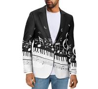 Psaytomey Blazer pour homme à un bouton à revers cranté Veste de costume décontractée pour affaires Manteaux de sport Coupe ajustée Blazer grande taille, Music, Taille M