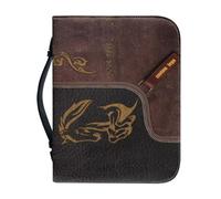 Psaytomey Étui biblique en cuir synthétique avec poignée et fermeture éclair - Motif chevaux marron - Pour études bibliques, activités en plein air, trajets quotidiens