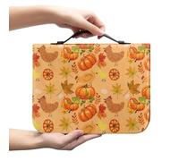 Psaytomey Étui de bible à motif de citrouille de dinde de Thanksgiving - Sac à main - Marque-page - Stylos - Carnet de notes - Organiseur portable pour femme - Protection biblique légère