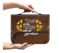 Psaytomey Sac à main étanche en cuir synthétique avec fermeture éclair lisse pour étudier Motif papillon « Trust in The Lord with All Your Heart »