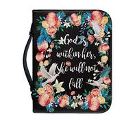 Psaytomey Sac à main multifonction en cuir synthétique avec housse de bible en forme de pigeon floral pour femme, sac de transport portable avec poignée pour étude, culte de la Bible ou pèlerinage