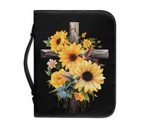 Psaytomey Sac fourre-tout à fermeture éclair avec motif de colibri et de tournesol en forme de croix pour homme et femme, étui de transport pour stylos, marque-pages, porte-Bible