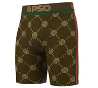 PSD Boxer pour homme - Emblème Lux Marron, couture d'entrejambe de 17,8 cm, évacuation de l'humidité, extensible dans les 4 sens, caleçons boxeurs pour homme, Emblème Lux Marron, Large