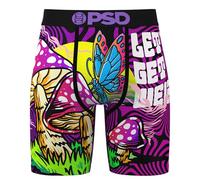 PSD Boxer Shrooms pour homme - Entrejambe de 17,8 cm - Sous-vêtements respirants et offrant un bon maintien avec tissu évacuant l'humidité, Get Weird, Large