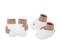 Psdndeww 1 ensemble de moufles pour nouveau-nés avec chaussons pour les rayures sur la peau sensible, gants et chaussettes confortables et respirants pour nouveau-nés, Ours marron, One Size