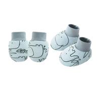 Psdndeww 1 ensemble de moufles pour nouveau-nés avec chaussons pour les rayures sur la peau sensible, gants et chaussettes confortables et respirants pour nouveau-nés, Éléphant simple, One Size
