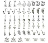 [Psdndeww] 51 pièces pendentif violon rétro instrument de musique pendentif amulette collier bracelet boucles d'oreilles make