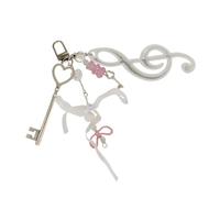 Psdndeww Accessoire de sac de dessin animé Symbole de musique créatif Bouton clé Unique Bowknot Plaque d'immatriculation pour Musique Passion Musique Keychain