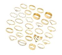[Psdndeww] Bague de couleur argentée/dorée élégante empilage géométrique Rhinestone Accessoires pour hommes et femmes