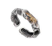 [Psdndeww] Bague de sceau en pierre de souhait naturelle pour homme symbole de bonne chance bandes de doigt taille réglable bague ouverte accessoires unisexe, Cuivre