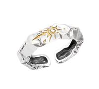 [Psdndeww] Bague de sceau en pierre de souhait naturelle pour homme symbole de bonne chance bandes de doigt taille réglable bague ouverte accessoires unisexe