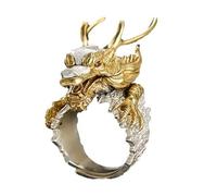 [Psdndeww] Bague dragon dorée réglable look vintage personnalité breloque bague ornement pour costume accessoires tendance amateurs