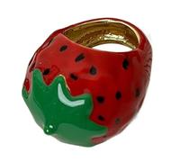 [Psdndeww] Bague fraise/fruit faite à la main vibrante huile goutte à goutte, légère et confortable, accessoires de mode