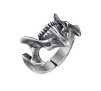 Psdndeww Bague rétro en argent avec crâne en argent sophistiqué - Bague vintage cool punk