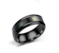 [Psdndeww] Bague tendance en acier inoxydable avec affichage de la température changeant de couleur pour homme et femme Accessoires de tous les jours