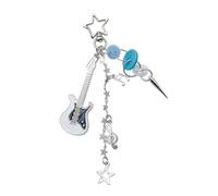 Psdndeww Belle Guitar Star Button Keychain Pendentif Mode Mignon Bijoux Suspendu Porte-clés Sac à Dos Décoration Charme Bijoux
