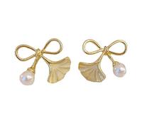 Psdndeww Boucles d'oreilles en forme de feuille accrocheuse Charme Simple Argent Boucles d'oreilles Aiguilles en Argent Boucles d'oreilles noeud d'arc accrocheuses pour les femmes