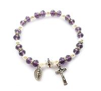 Psdndeww Bracelet élastique en cristal pour perles avec crucifix et bijou pour femmes et filles