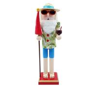 Psdndeww Casse-noisette amusant en bois - Thème plage - Juillet - Père Noël - Lunettes de soleil - Collectionneur