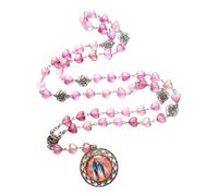 Psdndeww Collier vintage avec perles en forme de cœur et roses creusées et chapelet avec pendentif en verre qui donne à chaque tenue une touche de romantisme