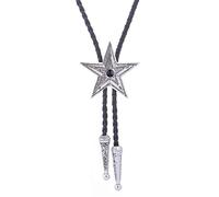 Psdndeww Cravate Bolo Vintage Western Cowboy Turquoise Natives Pour Hommes Cowboy Cravate Star Western Vintage Bolo Cravate, Argent thaïlandais noir, taille unique