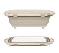 Psdndeww de préparation de Barbecue avec Couvercle, Panier de Drainage de Cuisine, Planche à découper, Outil de Barbecue, Vaisselle Pliante, Bassin pour Laver Les légumes, pour la Cuisine de
