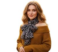 Psdndeww Écharpe imprimée léopard en polyester léger polyvalent accessoire pour femme imprimé léopard léger, gris, taille unique