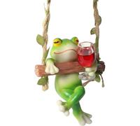 Psdndeww Échelle grimpante en forme de grenouille avec tasse à vin, décoration murale en résine pour la maison, les étagères et le jardin, décoration murale grenouille