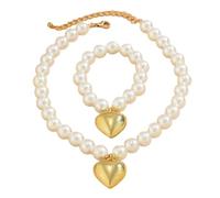 [Psdndeww] Ensemble de bijoux avec pendentif en forme de cœur, collier et bracelet, ensemble de bijoux tendance pour tous les jours