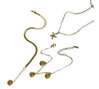 Psdndeww Étoiles de mer en acier inoxydable avec chaîne serpent flexible pour empiler des bijoux de plage sur le thème de la plage