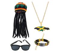 [Psdndeww] Jamaïque africaine Bijoux africains Rastafari africains Perles Reine Bois Boucles d'oreilles Collier, Couronne de Fleurs, B4