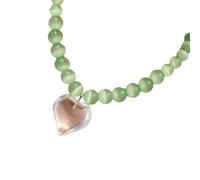 [Psdndeww] Le collier avec pendentif en forme de cœur en pierre d'œil de chat symbolise le mystère et l'amour du cœur pour les femmes à la mode tous les jours
