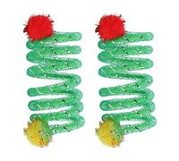 Psdndeww Lot de 2 bobines à ressort portables Jouet coloré pour chat avec design de balle en peluche pour l'intérieur et l'extérieur Accessoires de jeu pour animaux de compagnie Respectueux des