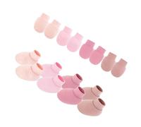 Psdndeww Lot de 4 moufles et chaussettes pour bébé - Ajustement de la respiration - Gants anti-rayures - Confortable à porter - Pour nouveau-né - Protection des mains et des pieds, Set 2, Taille