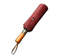 Psdndeww Parapluie d'affaires robuste à 16 os pour homme avec poignée en bois entièrement automatique Grand parasol pliable imperméable utilisable à l'intérieur