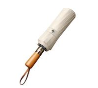 Psdndeww Parapluie d'affaires robuste à 16 os pour homme avec poignée en bois entièrement automatique Grand parasol pliable imperméable utilisable à l'intérieur