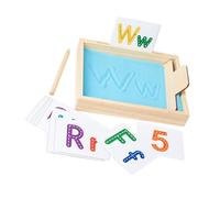 Psdndeww Planche à dessin en bois pour la pratique d'écriture et les jouets sensoriels avec stylo et cartes, fournitures d'apprentissage des enfants