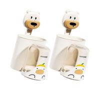 Psdndeww Porte-brosses à dents de dessin animé pour enfants Tasses murales avec des designs puissants d'économie d'espace d'aspiration Support de brosses à dents