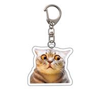 Psdndeww Porte-clés amusant en acrylique élégant et robuste, accessoire de sac, adapté à de nombreuses occasions, Chat idiot, taille unique