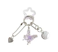 Psdndeww Porte-clés en forme de cœur papillon coloré en alliage alliage porte-clés pendentif sac étoile accessoires de bijoux tendance pour les rencontres et l'utilisation décontractée