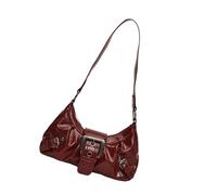 [Psdndeww] Portefeuille tendance froncé en cuir PU avec poignée sur le dessus, sac à bandoulière sous les bras pour les femmes qui cherchent à regarder, Rouge
