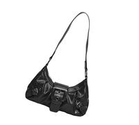 [Psdndeww] Portefeuille tendance froncé en cuir PU avec poignée sur le dessus, sac à bandoulière sous les bras pour les femmes qui cherchent à regarder, Noir