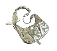 [Psdndeww] Sac à bandoulière pour femme, joli nœud sous les bras, style coréen, sac à provisions, sac à bandoulière avec cordon de serrage, Argenté.