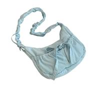 [Psdndeww] Sac à bandoulière pour femme, joli nœud sous les bras, style coréen, sac à provisions, sac à bandoulière avec cordon de serrage, bleu