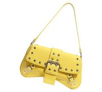 [Psdndeww] Sac à main tendance en cuir PU avec clous pour bras ou sac à bandoulière Convient pour le travail ou le shopping Voyage, jaune