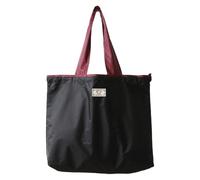 [Psdndeww] Sac de courses pliable réutilisable sac à bandoulière voyage portable supermarché courses courses transport quotidien épaule voyage pliable épicerie transporter, Noir , Large