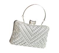 Psdndeww Sac de soirée délicat brodé avec ornements en strass Plusieurs possibilités de transport Sac pratique en nylon pour des occasions spéciales Sac de soirée scintillant indispensable, Argent